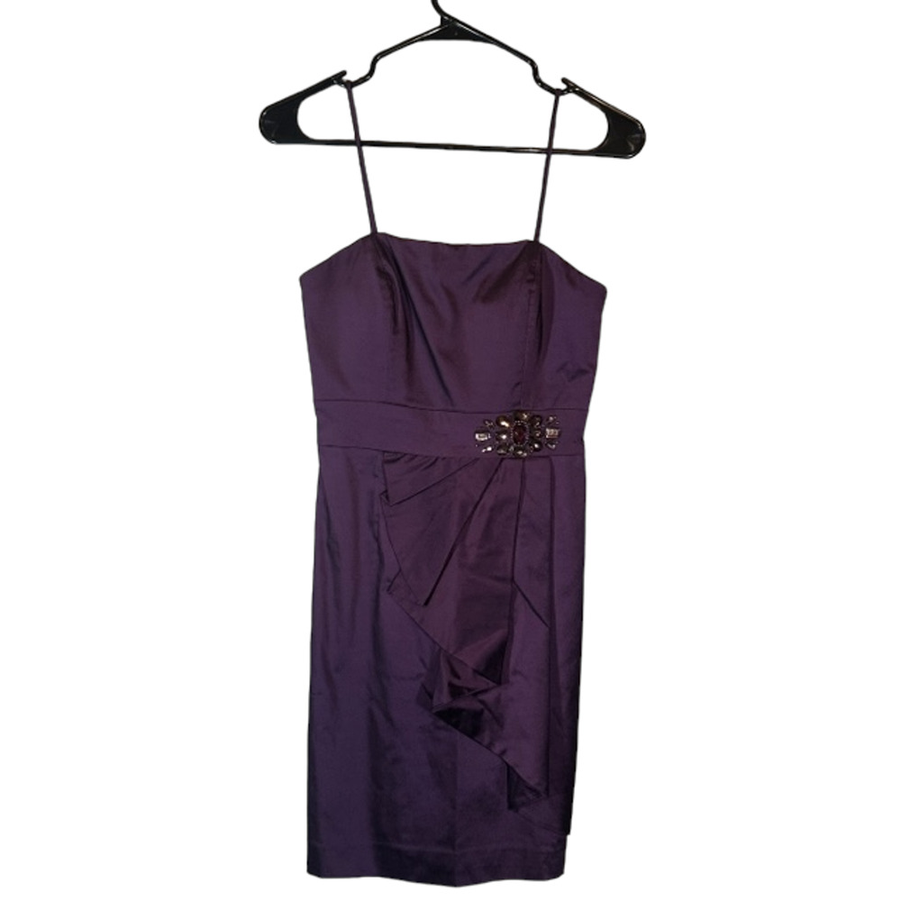 Eliza J Purple Strapless Formal Beaded Waist Bodycon Dress Women Sz 2